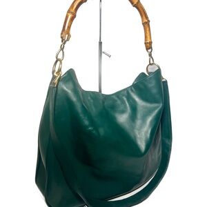Gucci Bamboo Handle Two Way Leather Bag